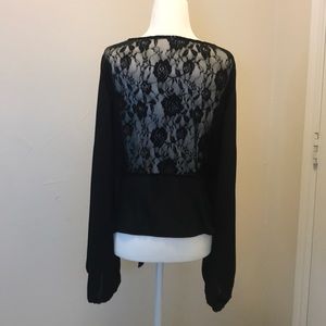 Black lace-back blouse